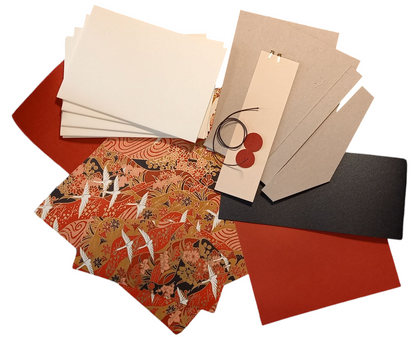 Grues sur fond rouge